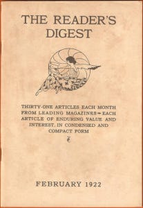 Image of "Reader's Digest" first issue, published Feb. 1922.