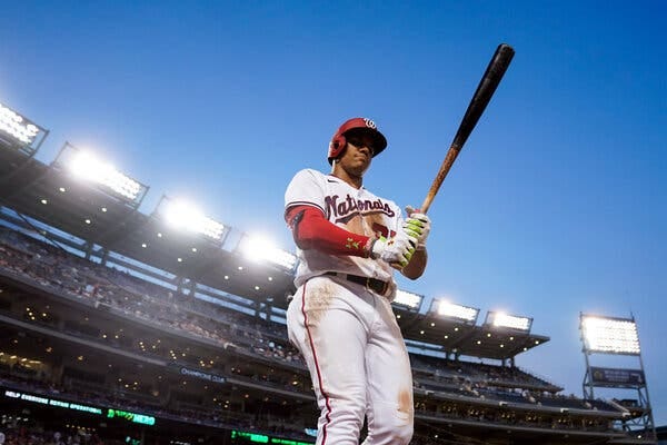 Juan Soto is a .291 career hitter with 119 home runs in five seasons. He helped lead the Washington Nationals to a World Series title in 2019.