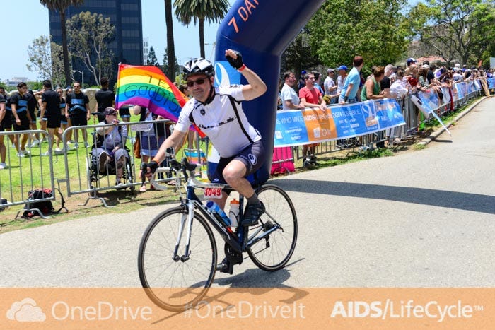Photo of Arod at the AIDS/LifeCycle Finish Line 2014