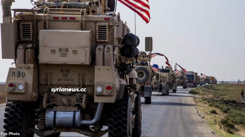 US Biden forces military convoy illegally deployed in northern Syria قوات الاحتلال الأمريكي في شمال شرق سورية