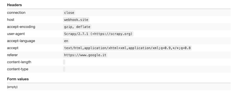 Plain Scrapy request headers