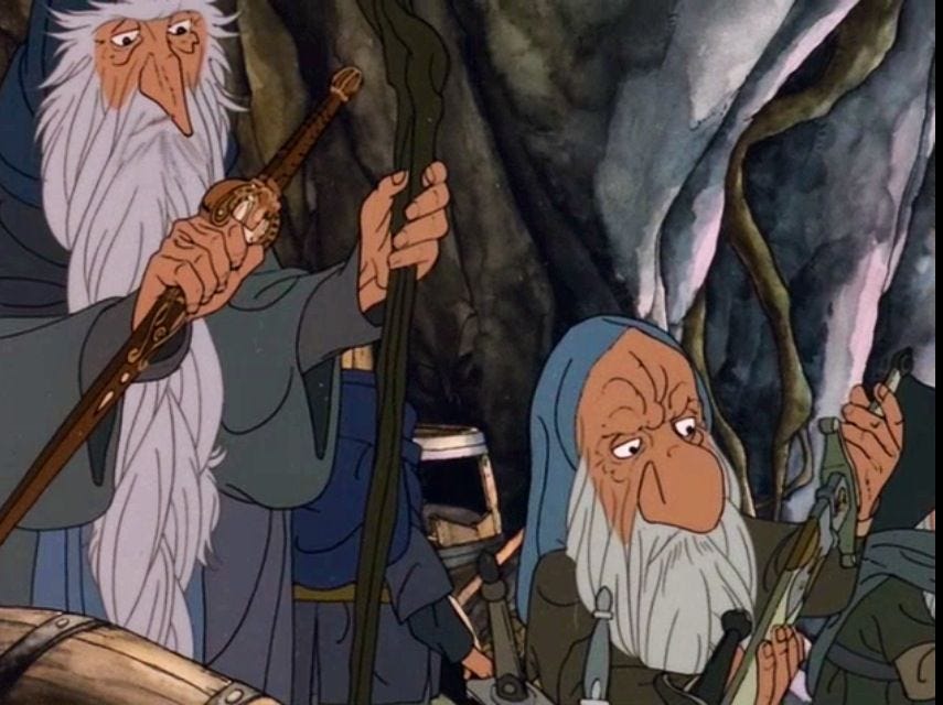 Finding Orcrist and Glamdring. | Hobbit art, The hobbit movies, The hobbit  1977