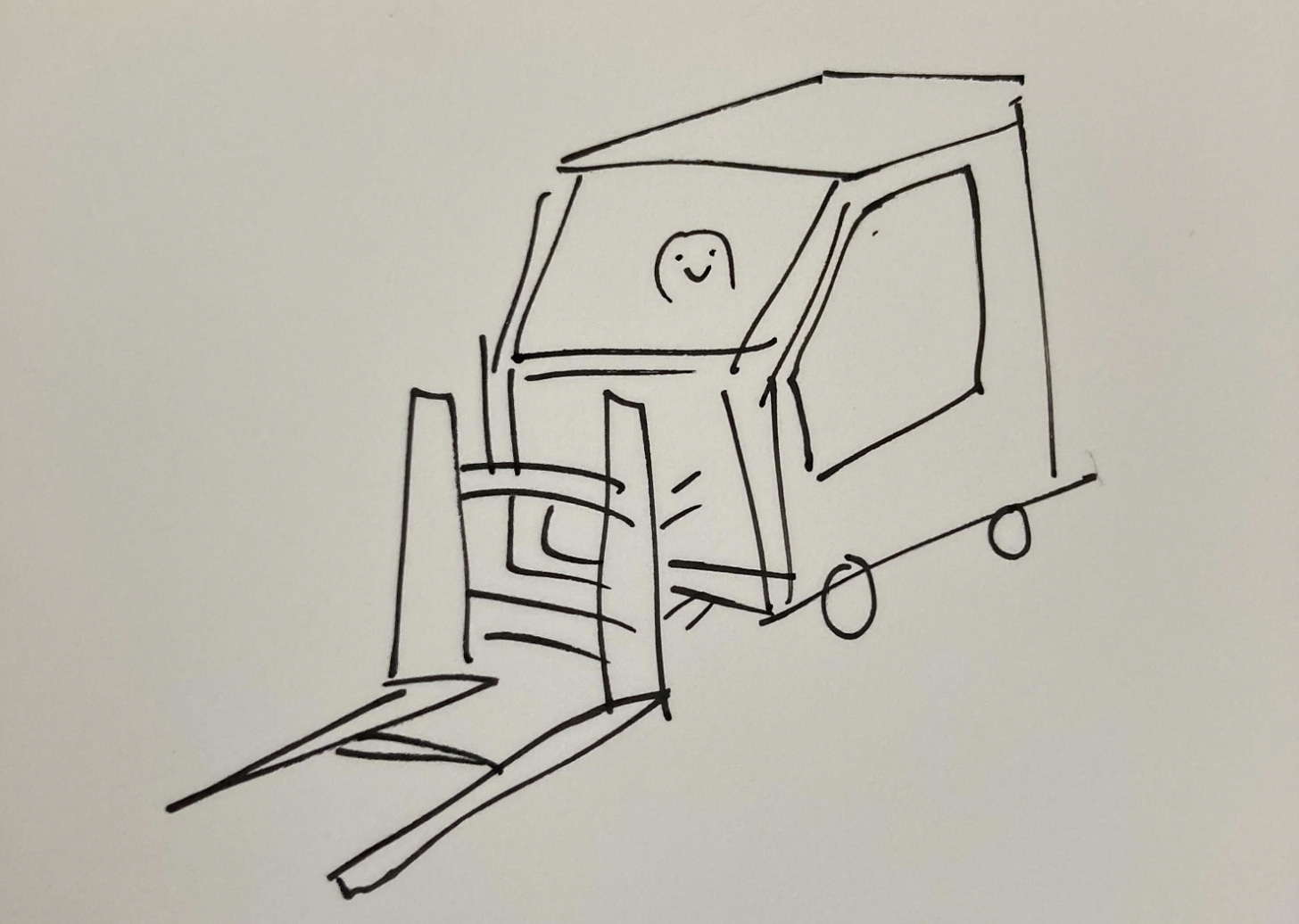 A surprisingly accurate sketch of a forklift