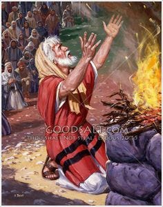 Elijah prays for fire at Mt. Carmel