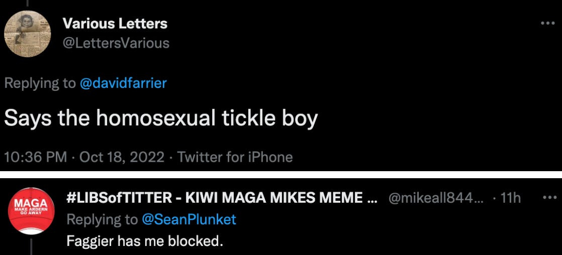 Says the homo tickle boy & faggier has me blocked