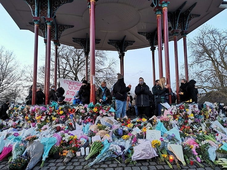 In photos: Vigil for Sarah Everard at the Clapham Common bandstand