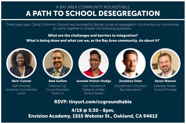 If you care about school desegregation in Oakland, join me at this event next Thursday. Good news: I have a free ticket (thank you, Ron!) for one lucky subscriber. Let me know today if you’re interested, and I’ll choose the raffle winner tomorrow!