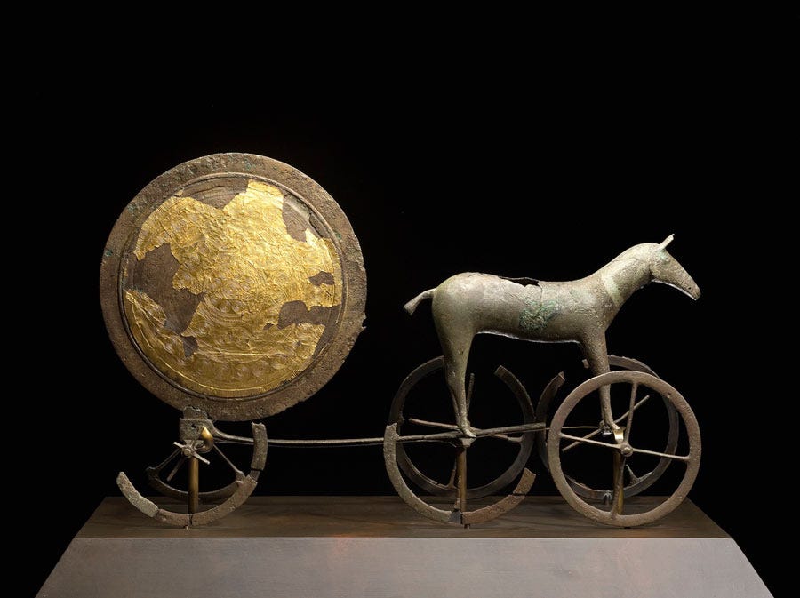 The gilded side of the Trundholm Sun Chariot. Source: CC BY-SA 3.0