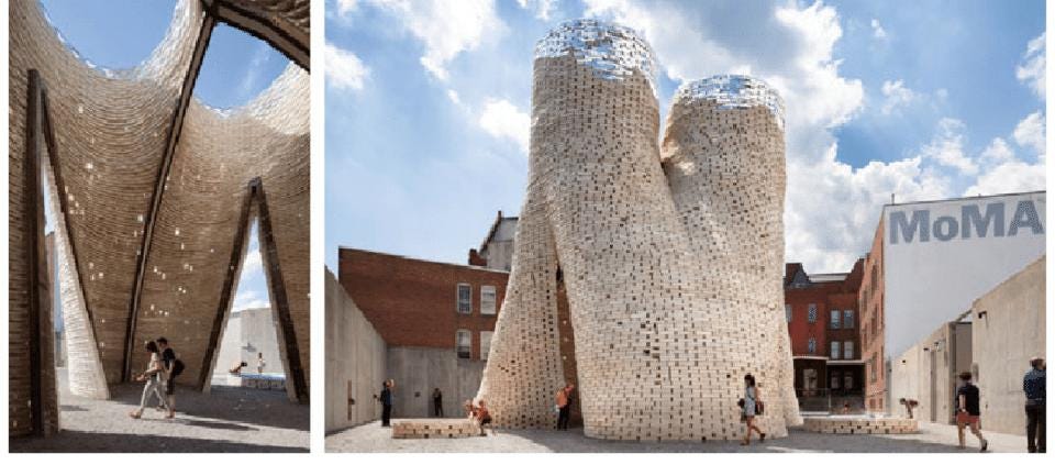 The future of fungi is here. In 2014, David Benjamin used Ecovative myco-bricks to construct Hy-Fi, a curving, tower-like structure commissioned by the Museum of Modern Art.