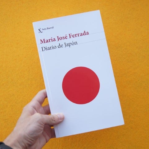 Portada de "Diario de Japón" de María José Ferrada: fondo blanco, círculo rojo