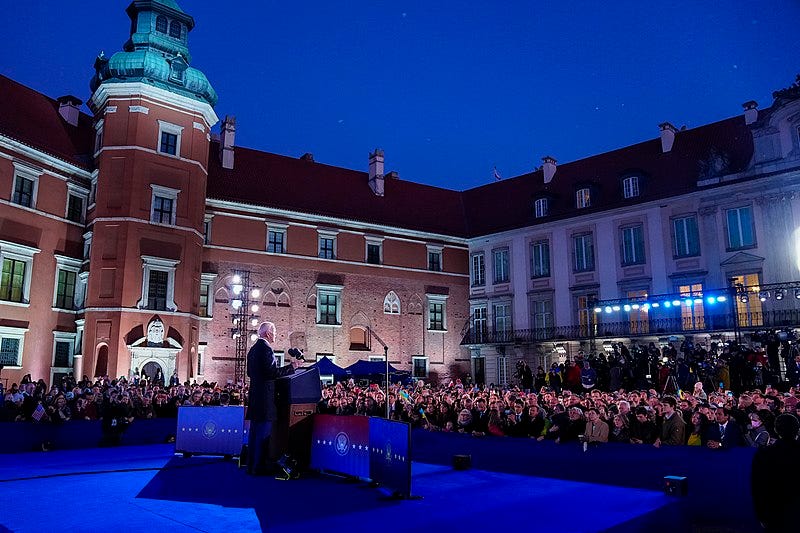 File:President Biden delivered a speech to refugees of Ukraine in Warsaw.jpg