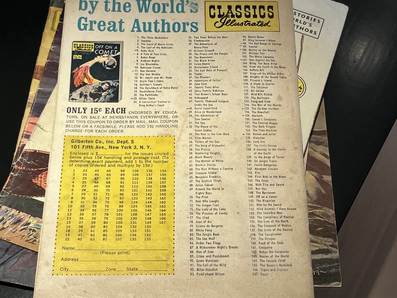 Back cover of Classics Illustrated