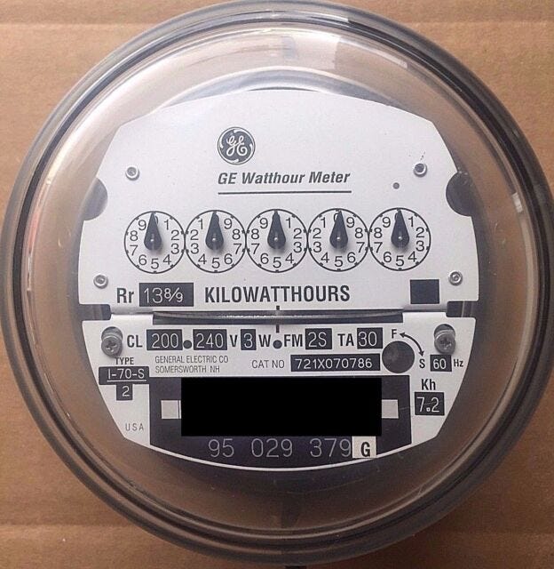 GENERAL ELECTRIC, WATTHOUR METER KWH, I-70S, 240V, FM2S, 200A, 4 LUG, ZERO RESET
