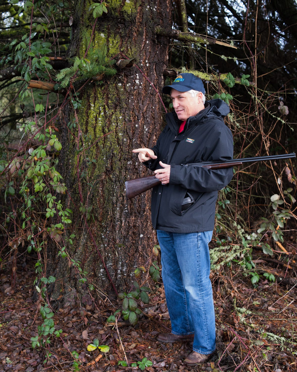 Dad showing size of fir fifty years ago