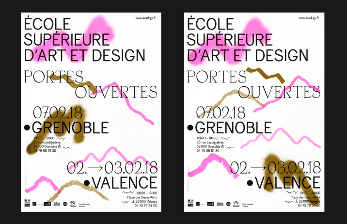 Dauphine being used on an art school poster; source: FontsInUse