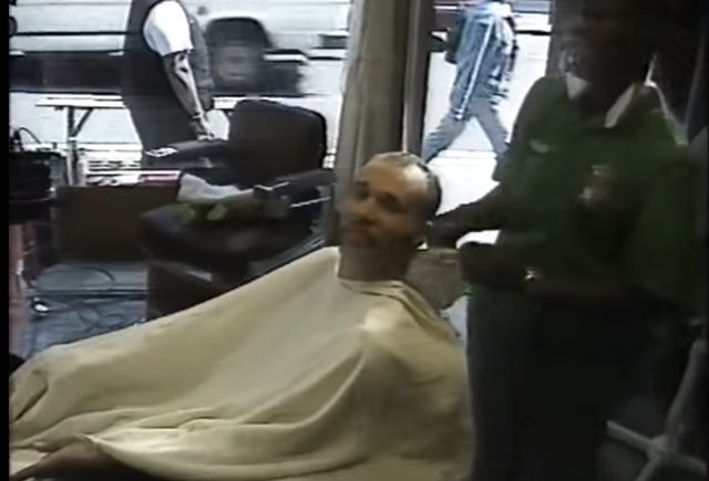 Goldie at the barber