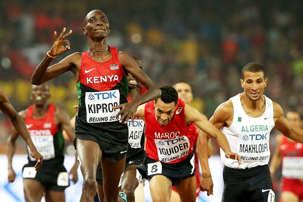 Asbel Kiprop wins the 1500m at the IAAF World Championships, Beijing 2015 (Getty Images)