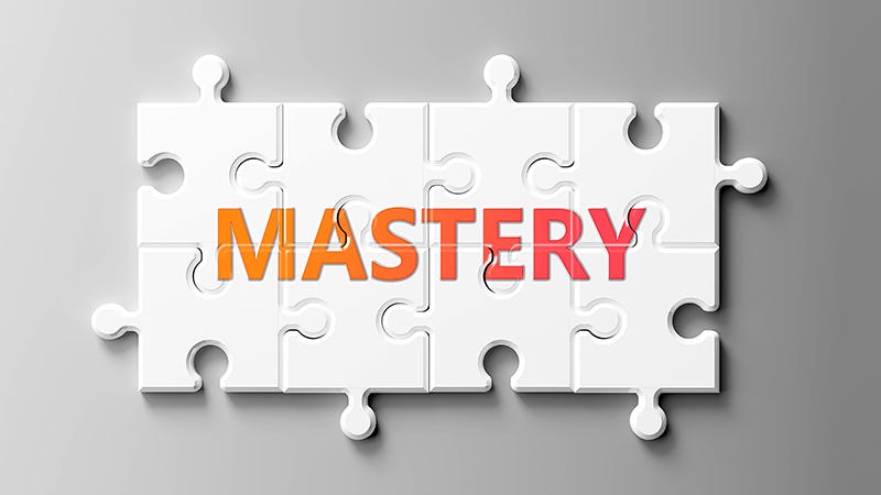 Mastery complex like a puzzle - pictured as word Mastery on a pu - OLC