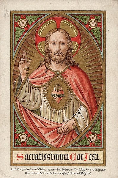 Vintage Sacred Heart holy card