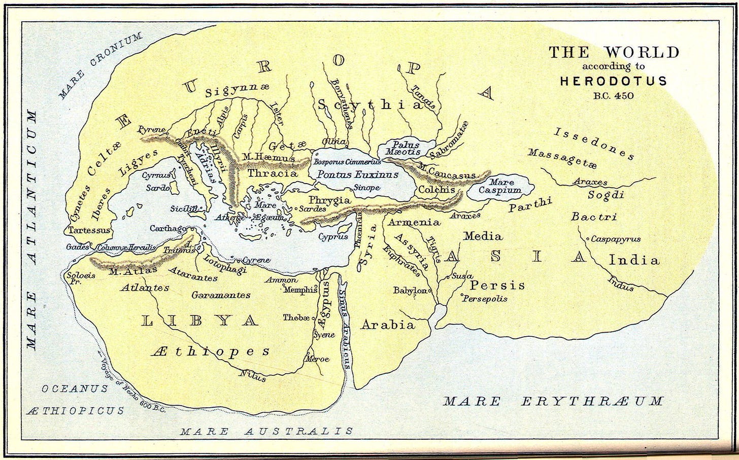 The World According to Herodotus 500 BCE | Map, World map, World