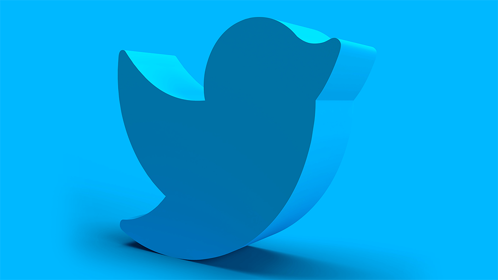 A 3D render of the Twitter logo on a blue background