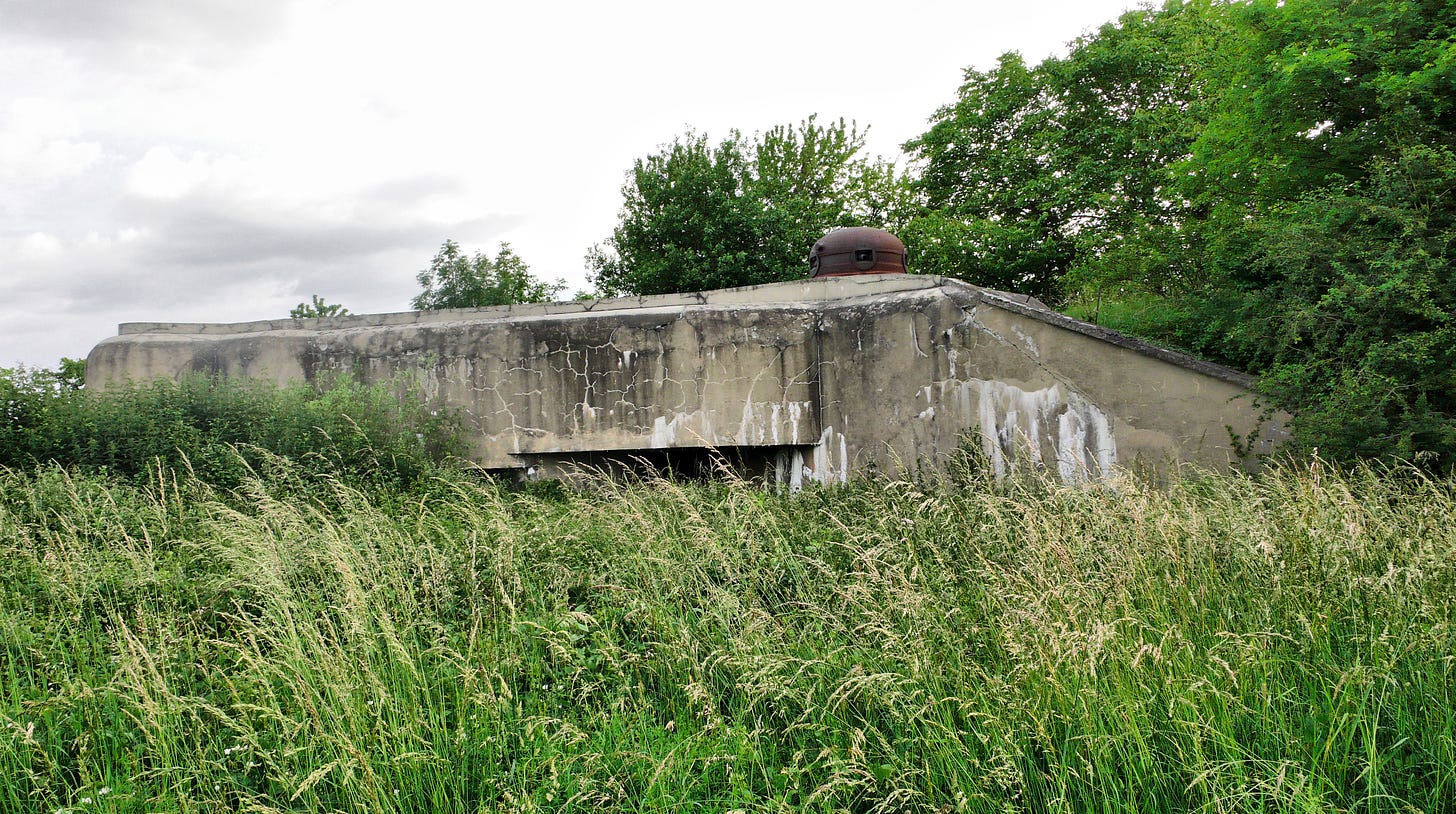 "File:Gun Post of Maginot Line, Michelbach le Haut - panoramio.jpg" by Petr Kraumann is licensed under