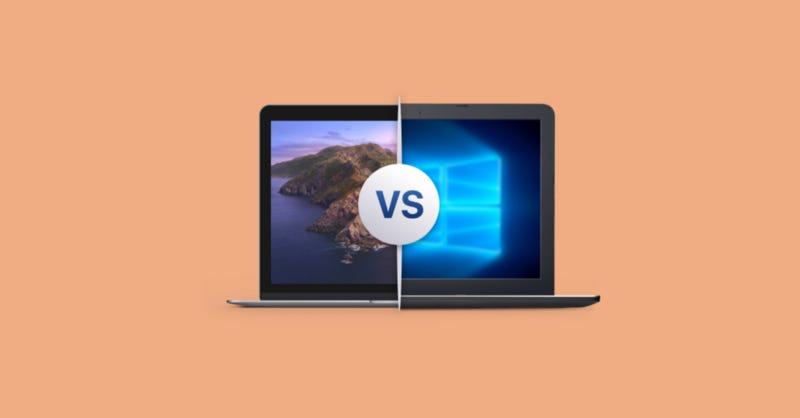 Laptop showing macOS vs Windows