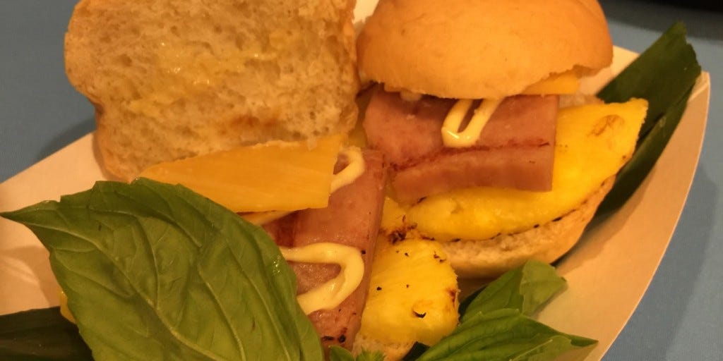 Hawaiian Crown's Grilled Spam and Cheese Sliders