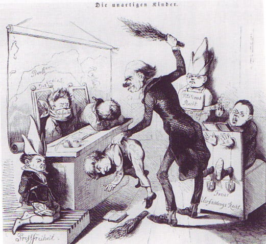 Karikatur "Die unartigen Kinder" von 1849.