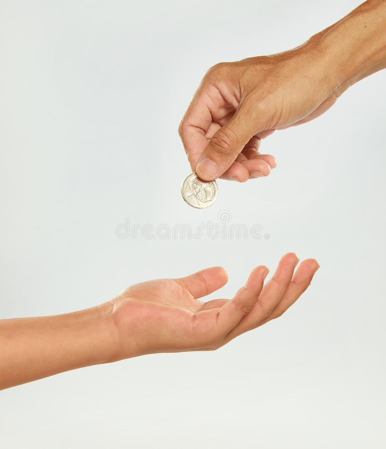 Hand giving coin stock photo. Image of bill, coin, loan - 22505358