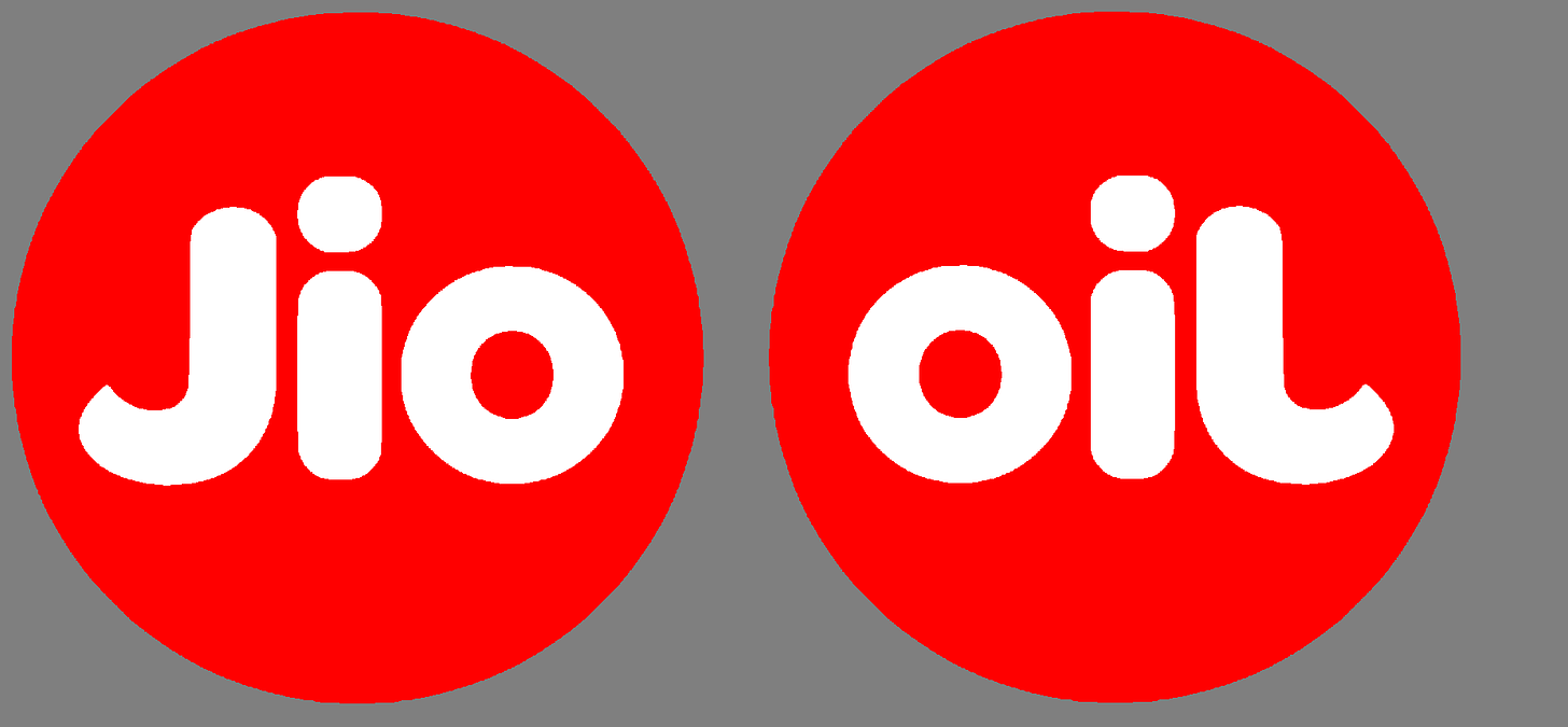 Realised just today that Jio symbol flipped looks like "oil ...