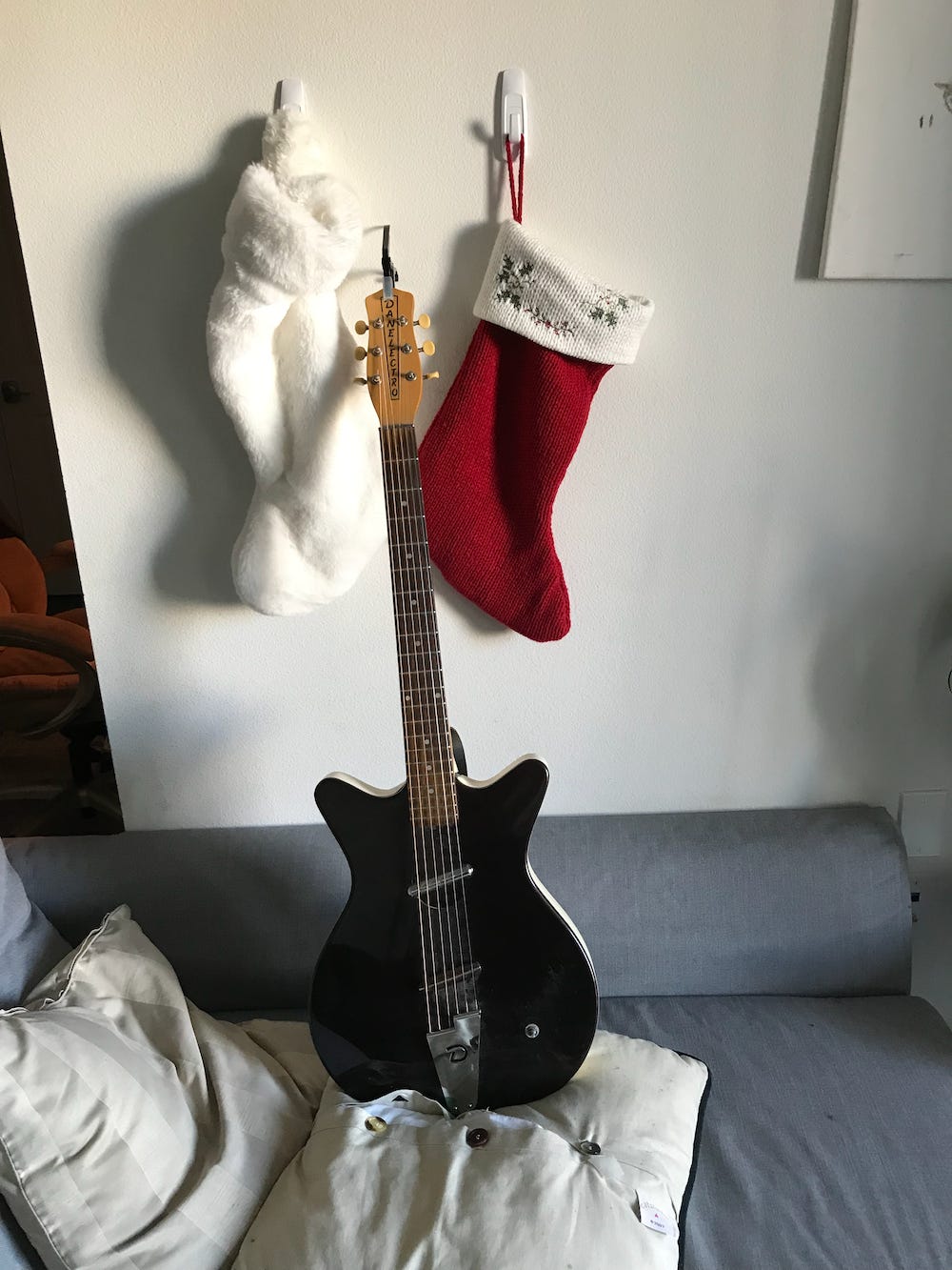 picture of the guitar used for the recording and xmas stockings.