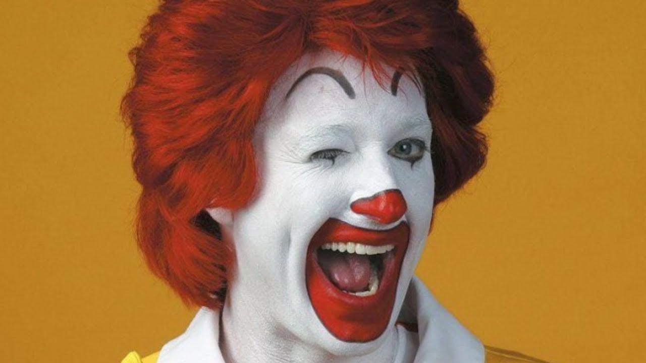 Ronald McDonald winking