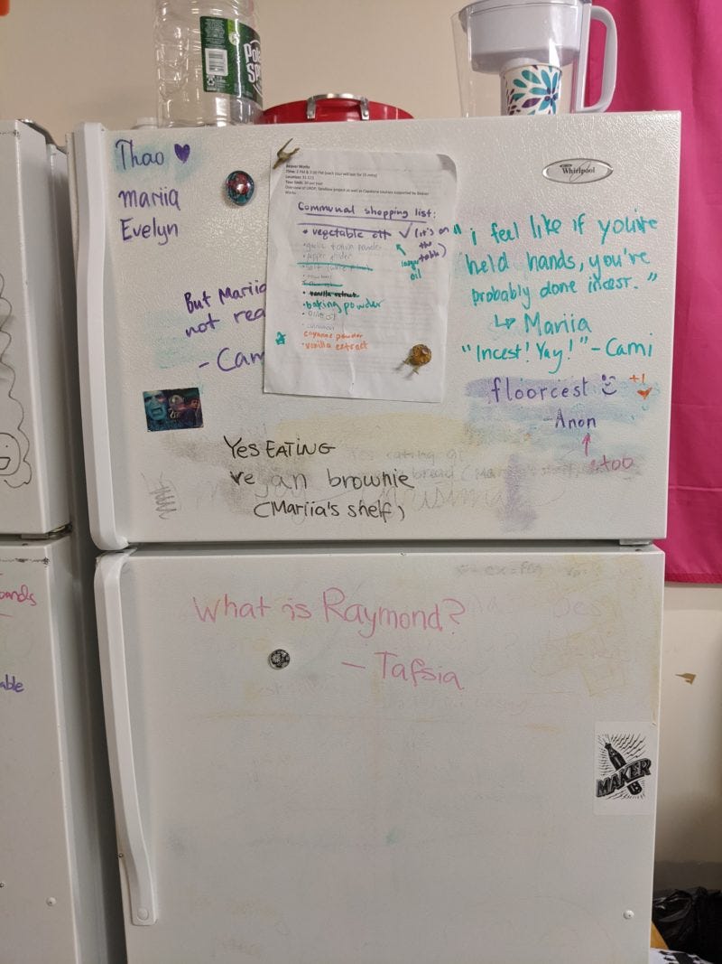 picture of fridge; quotes include: 