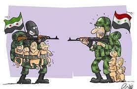 Terrorists use civilians as human shield in Syria (Cartoon) | Taghribnews  (TNA)
