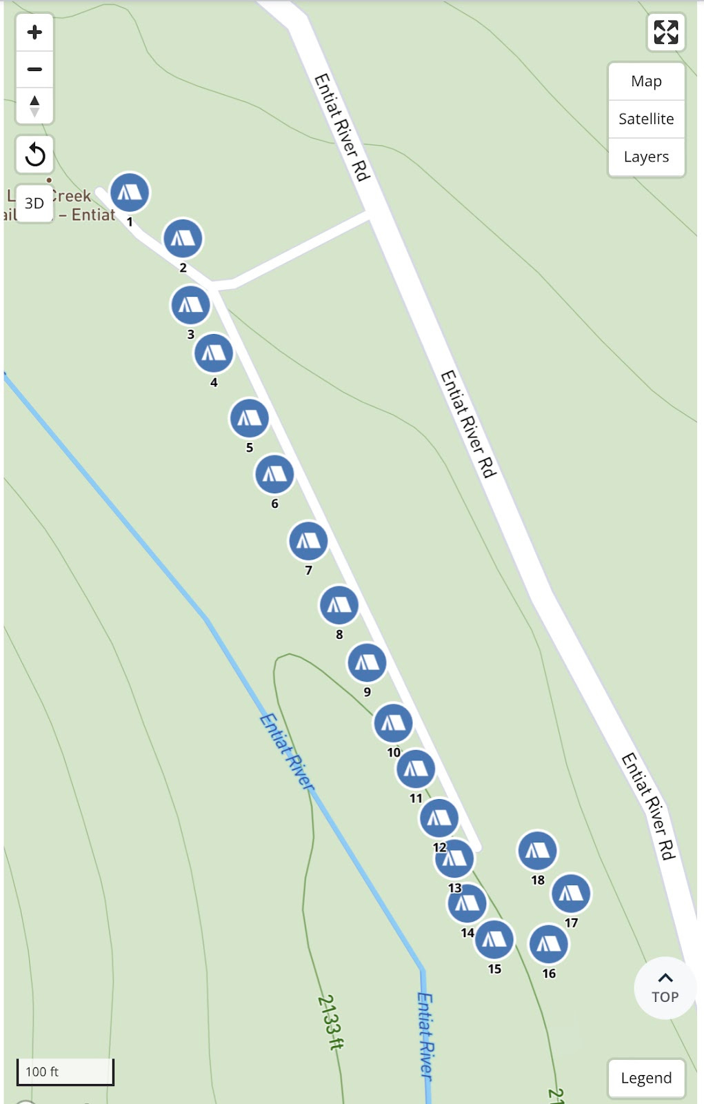 Map of Lake Creek Campground