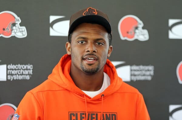 “I’ve always stood on my innocence and always said I’ve never assaulted anyone or disrespected anyone, and I’m continuing to stand on that,” Deshaun Watson said Thursday after his 11-game suspension was announced.