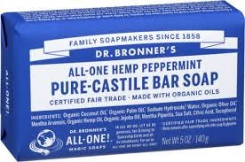 Dr. Bronners Hemp Peppermint Pure Castile Bar Soap Bar-5 Oz