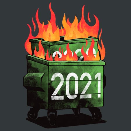 2021 Double Dumpster Fire (2021 Double Dumpster Fire 2020 Big Trash Can  Burning Meme) - NeatoShop