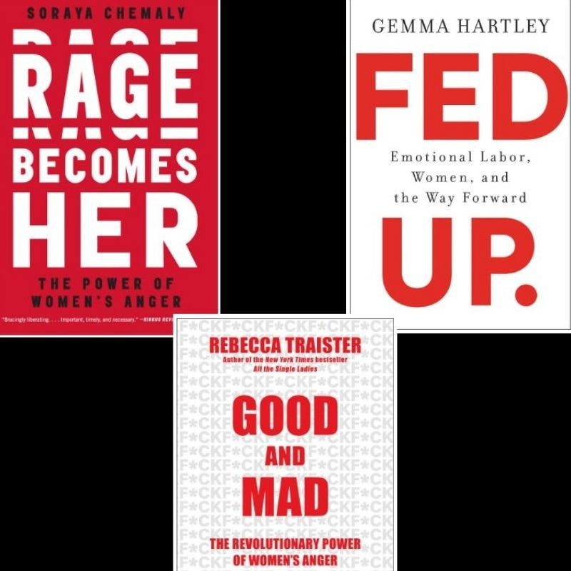 Image of three book covers about anger.