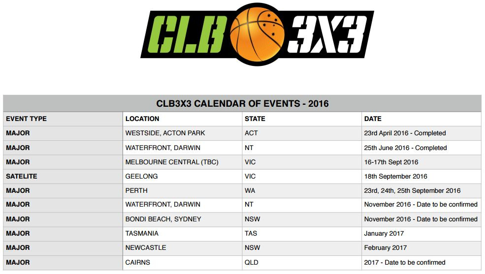 CLB 3X3 National Tour Dates