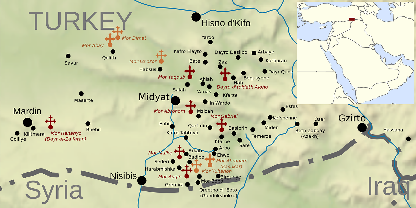 Map of Tur Abdin villages