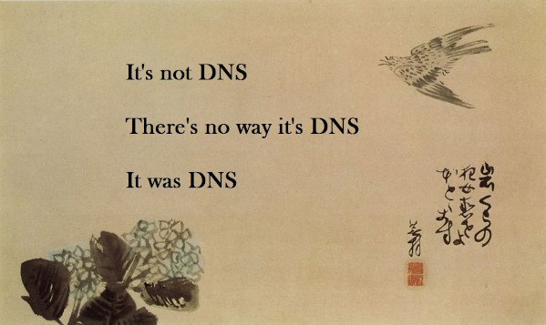 A haiku about DNS - It's not DNS. There is no way it's... - nixCraft