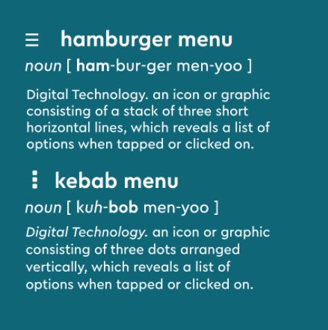 hamburger menu definition & kebab menu definition