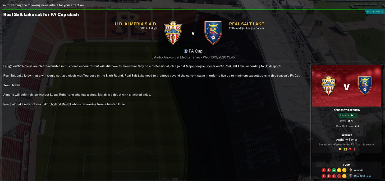 Football Manager 2021 Match Preview