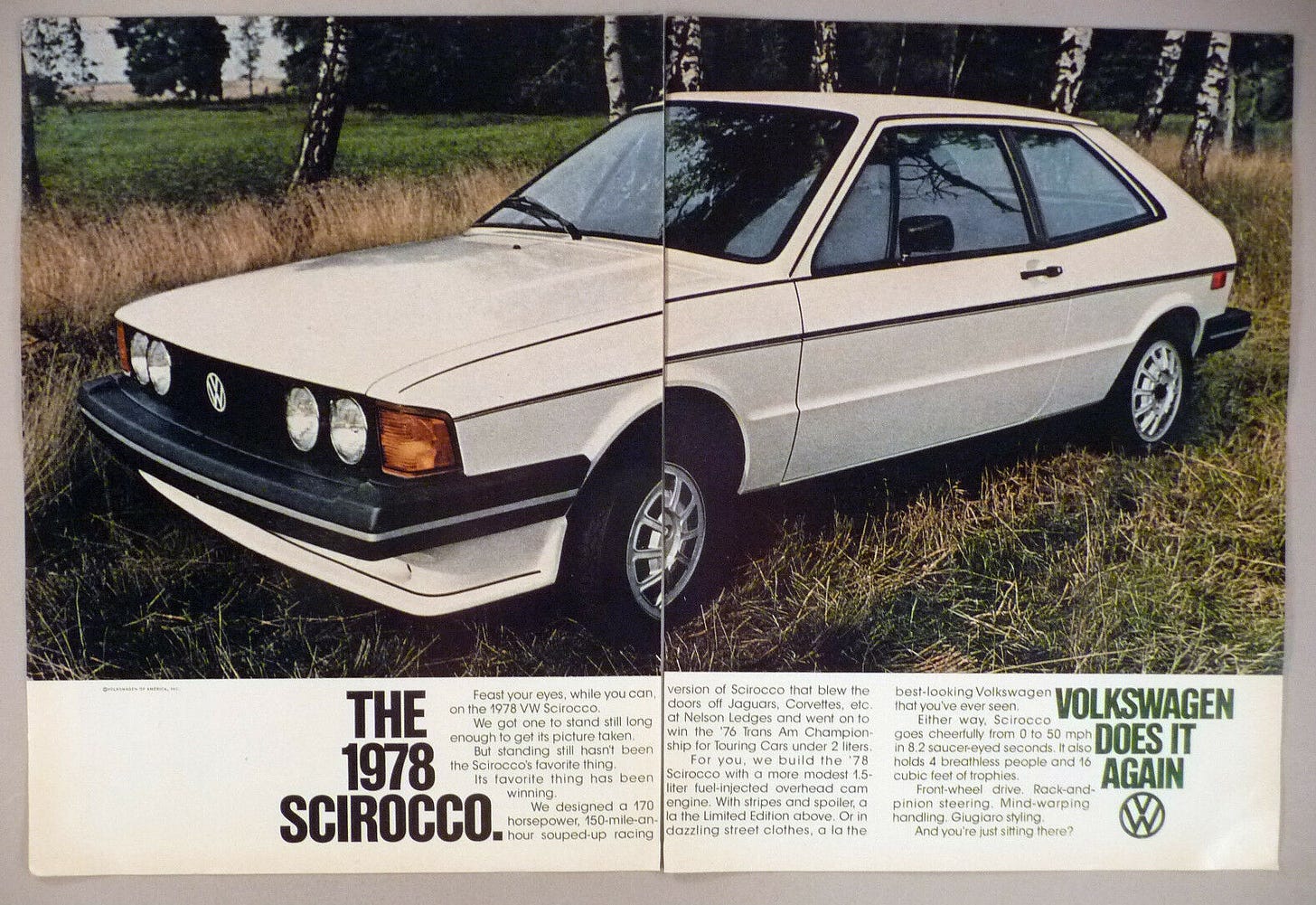 Image 1 - Volkswagen VW Scirocco 2-Page PRINT AD - 1977