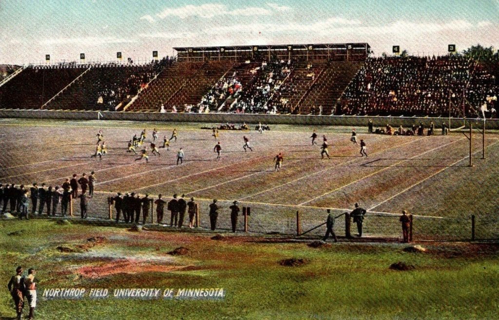 Minnesota's Northrop Field before the end line became part of the gridiron.