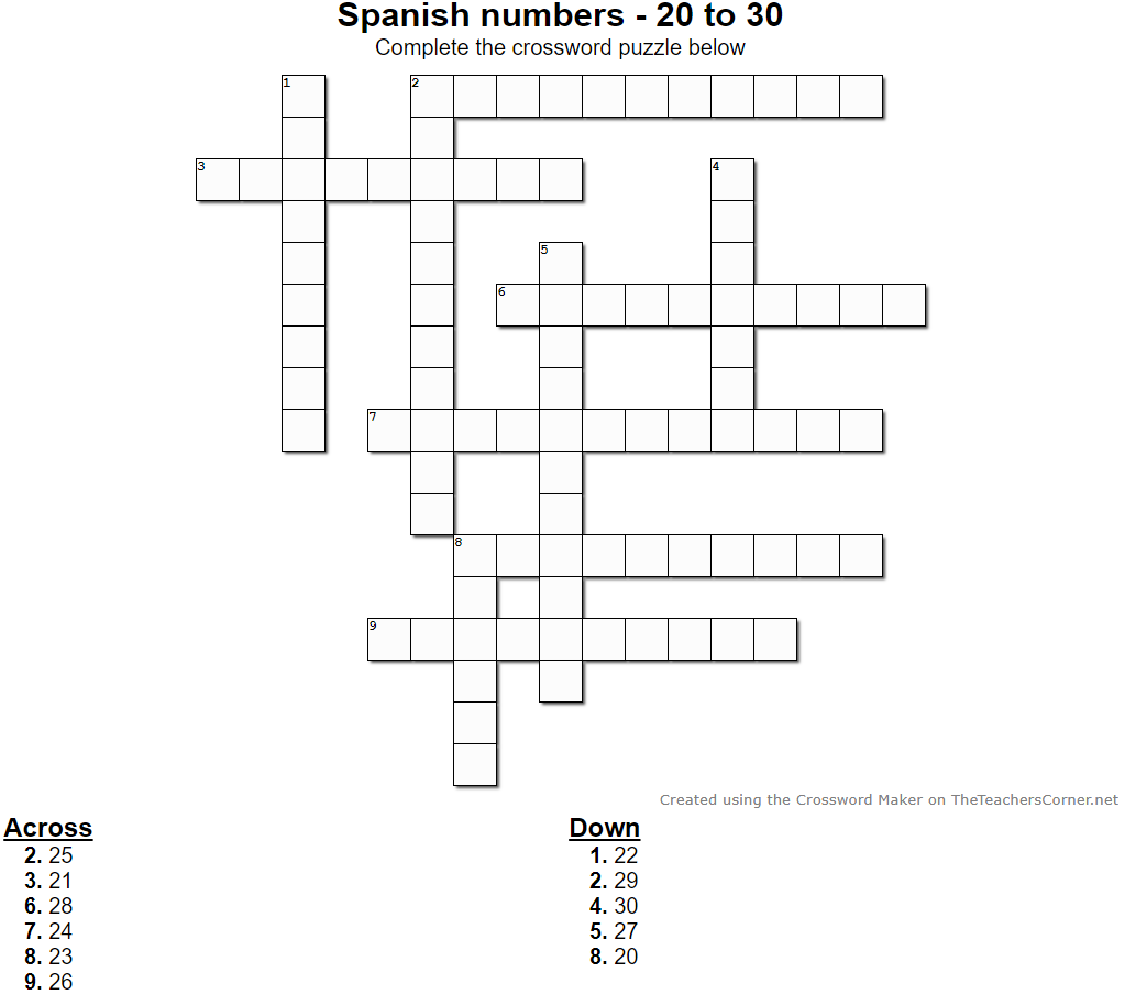  Los Números - Numbers 21 to 30 in Spanish