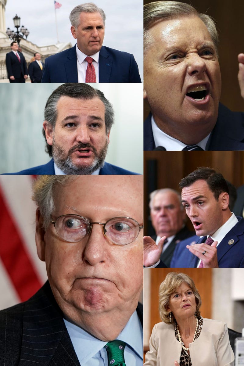 Image of Republican politicians who originally criticized Trump for events of January 6th.