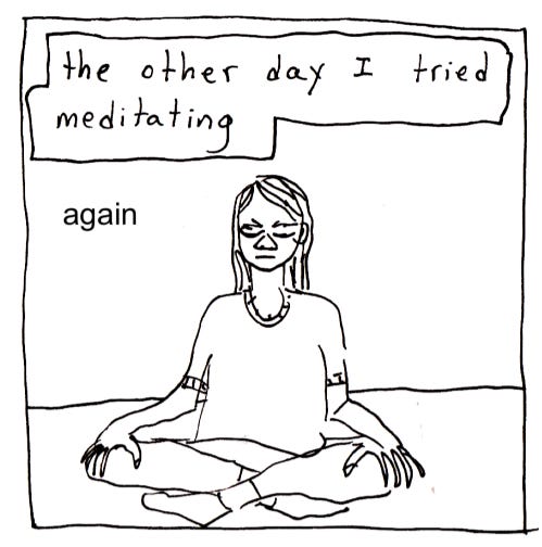 cartoon of woman sitting in meditation pose